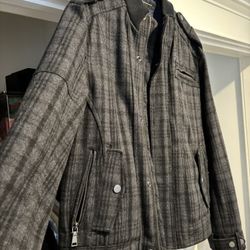 Black/Grey Men’s Flannel Bomber