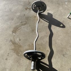 Olympic bar and 30 lbs on plates