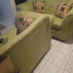 Olive green Couch and Love Seat