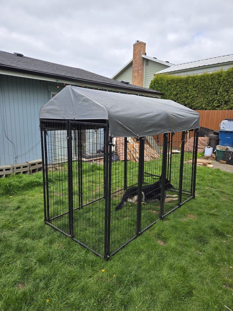 New Large Galvanized Dog Kennel With Uv Water Resistant TARP COVER easy