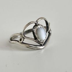 Sterling Silver With Stone Stacker Heart Shaped Ring