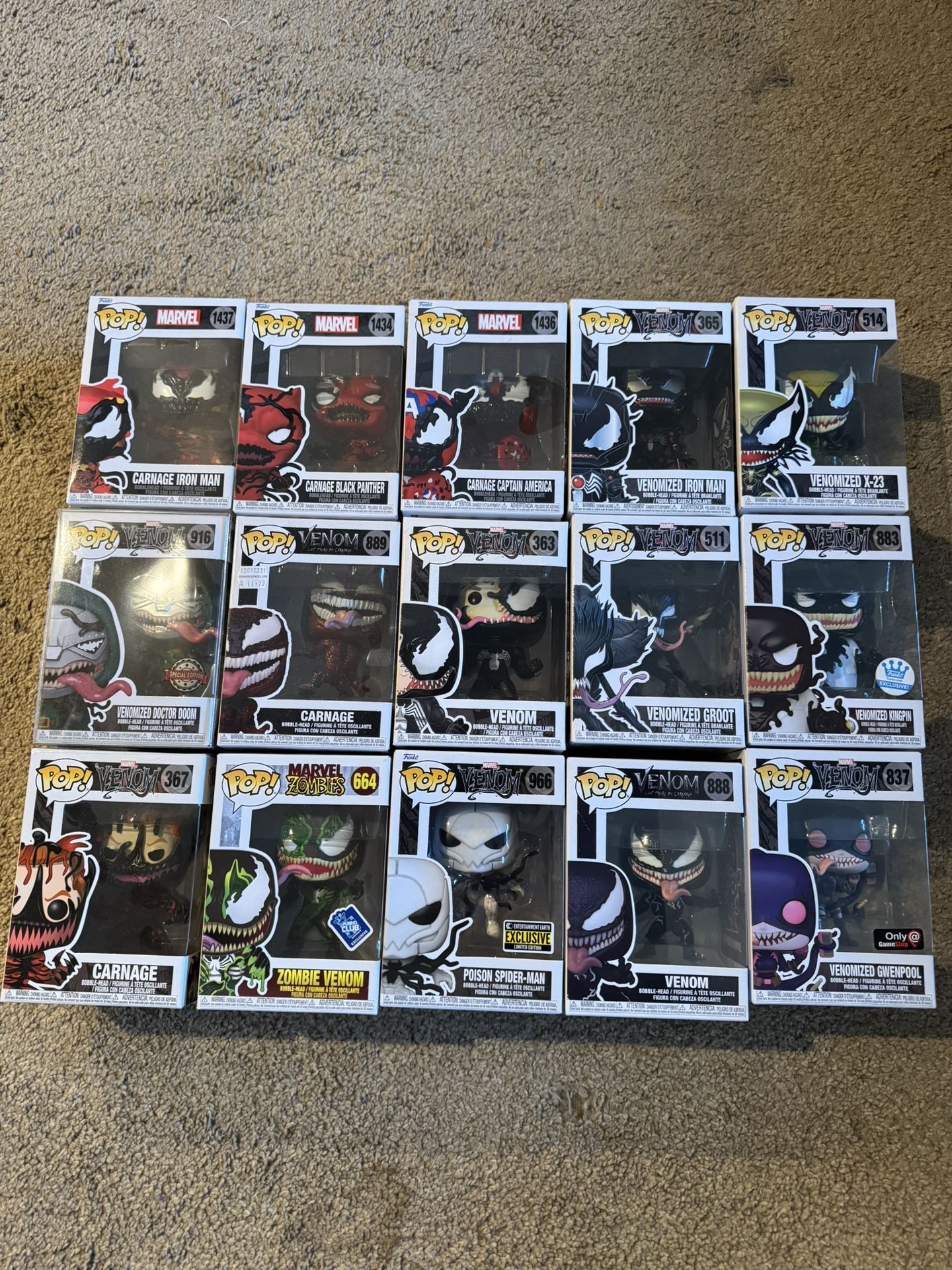 Venomized, Venom, Carnage Funko Pops