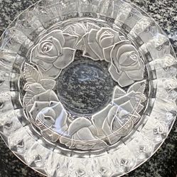  Glass Bowl/Ashtray, Satin Rose Design on Thick Glass Cigar