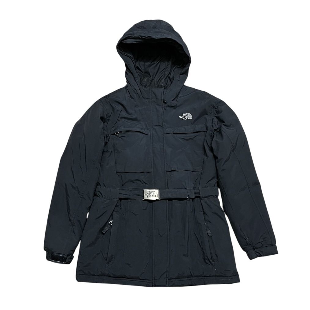 The North Face Girls Vintage Black Hyvent Goose Down Belted Parka Jacket Size XL
