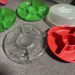 Set of 4 Party Dip, Fruits & Vegetable platter trays
