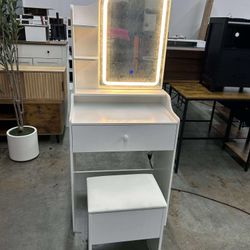 LIKIMIO White Makeup Vanity with Mirror & Light, Bedroom