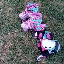Little girls skates knee pads and elbow pads $10