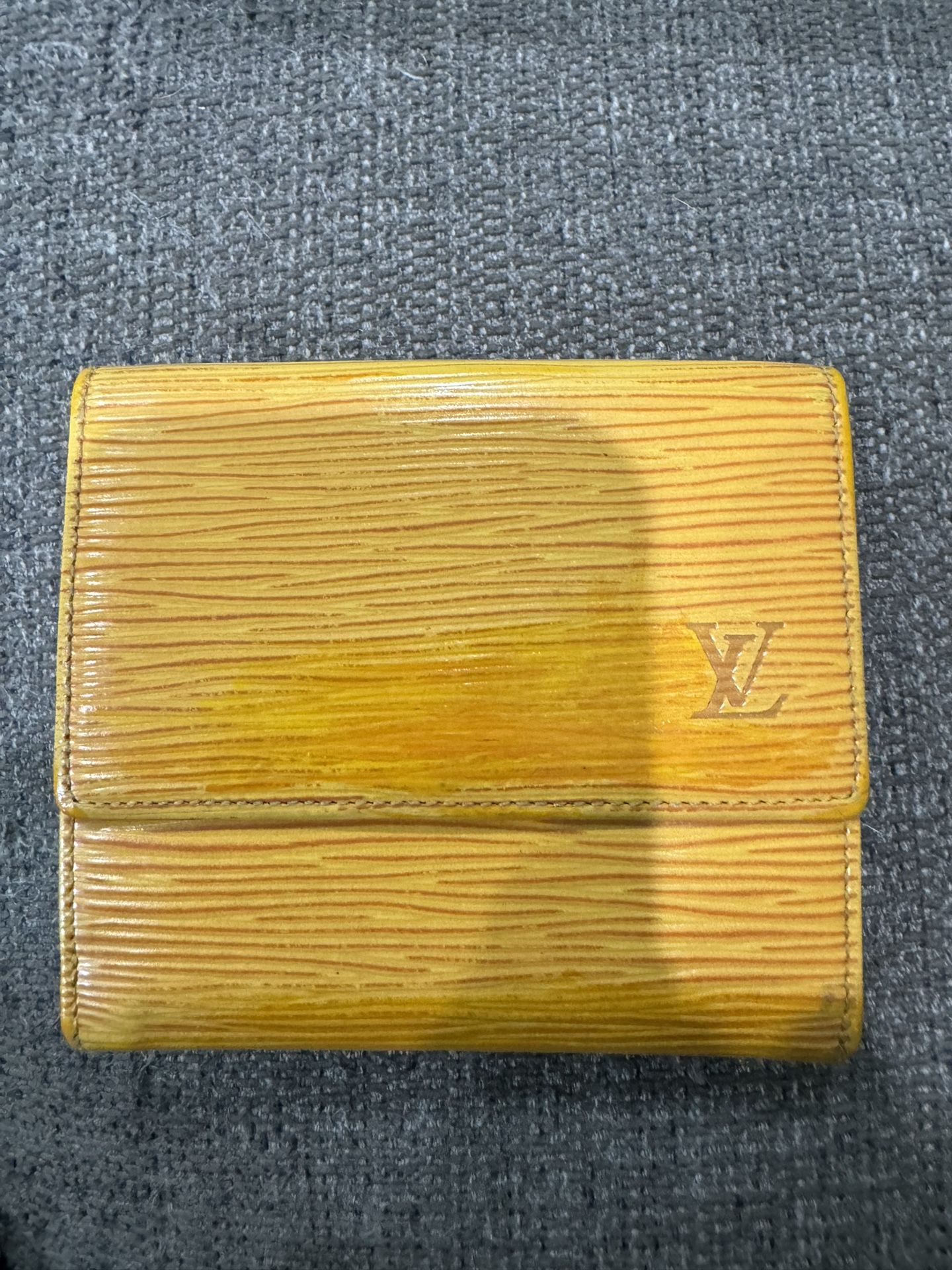 Authentic Louis Vuitton yellow/purple epi leather Elise billfold small wallet
