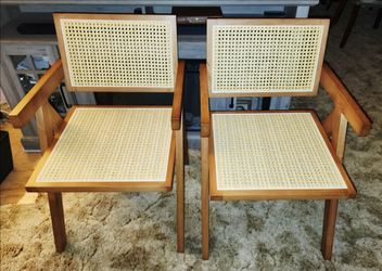 2 brand new rattan & wood chairs