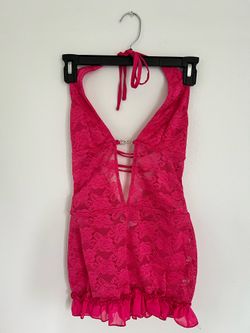Hot Pink Mesh Mini Dress/SwimSuit Cover-Up