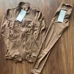Brown Lululemon Define Jacket & Leggings Set-Size 6