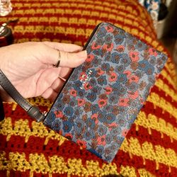 Coach Canvas Meadow Cluster Wristlet 