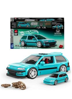 Mattel Brick Shop Hot Wheels Custom ’90 Honda Civic Ef Building Toy Kit (248 Pieces), For Collectors