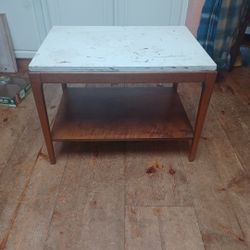 Small Wood Table With Lower Shelf / End Table