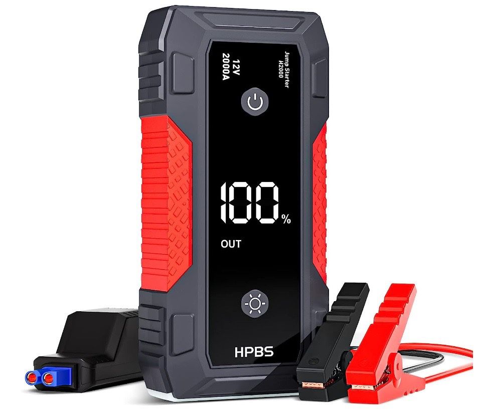 NEW HPBS Jump Starter - 2000A Jump Starter Battery Pack for Up to 8L Gas and 6.5L Diesel Engines, 12V Portable Car Battery Jump Starter