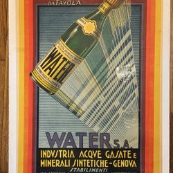 G. M. Aicardi, Water S.A., 1930 Linen backed poster