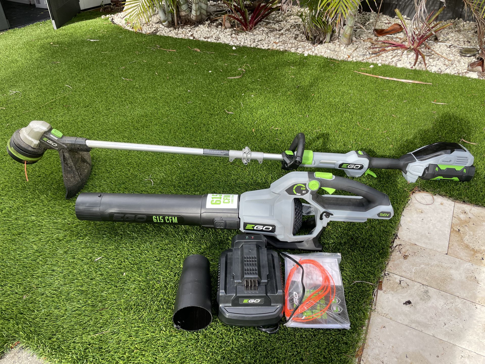 Cordless EGO 56V Blower + String Trimmer Combo (Battery & Charger Included)