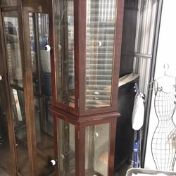 Wood Curio Cabinet With Glass Shelves