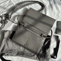 Allsaints Women's Leather Crossbody Wallet Dark Gray (Used)