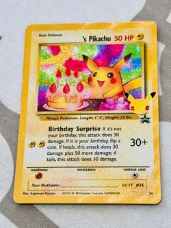 ✨Pokémon Pikachu Birthday Surprise ✨ Holo 25th Anniversary Promo Card