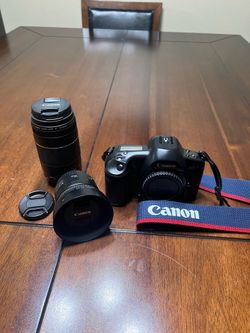 Canon EOS-1 35mm Film Camera w/ 50mm & 75-300mm Zoom Lens