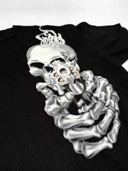 Vintage Fearless Y2K Skeleton Gun Skull Grunge T-Shirt 2000s - Size XXL