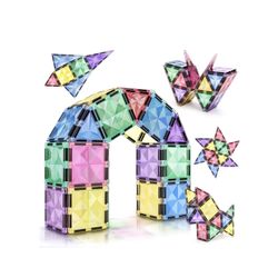 Magnetic Building Tiles 112 PCS Magnets Stacking Kids Toys STEM Sensory Games Educational Construction Toys Christmas Toy Gift for Boys and Girls 