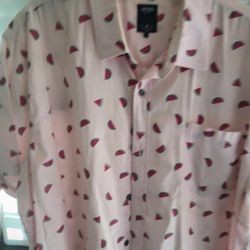 Mens Shirt Hawaiian Watermelon Large