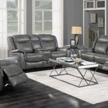 Brand New 2 PC Grey Reclining Sofa and Love Seat