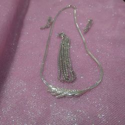 Silver Necklace And Earring Set 
