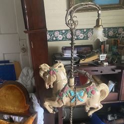 Hand painted antique carousel horse floor lamp