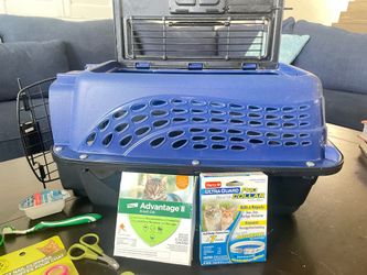Cat Supplies Bundle – Carrier, Grooming Tools, Flea Treatment, Toys & More
