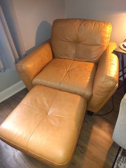 Genuine Leather Lounge Chair & Ottoman – $450 OBO