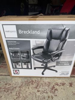 🪑 Realspace Breckland Executive Office Chair - Black Bonded Leather (NIB)