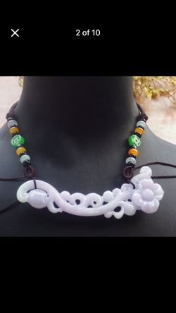 Lavender Ruyi flower Certificate  Jadeite Green Myanmar Burmese Pendant