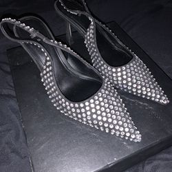 Zara Slingback Rhinestone Kitten Heels
