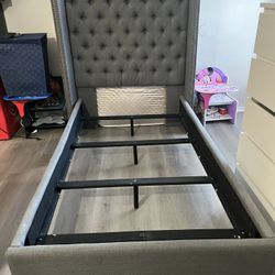Gray Twin Bed Frame And Spring box and matress . All Included Great Frame  Good matress and Spring box