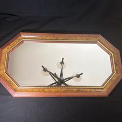 2 Vintage Home Interior Octagon Accent Mirror Wood Frame Gold Accents 23” x 12”