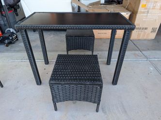 Brand New! Low Profile 3-Piece Outdoor Rattan Table Set For Children & Adults