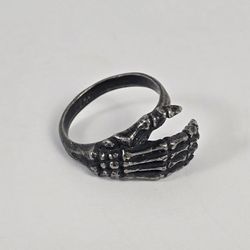 England 2000 Skeleton Hand Bones Gothic Biker Grunge Detailed Ring Sz 12