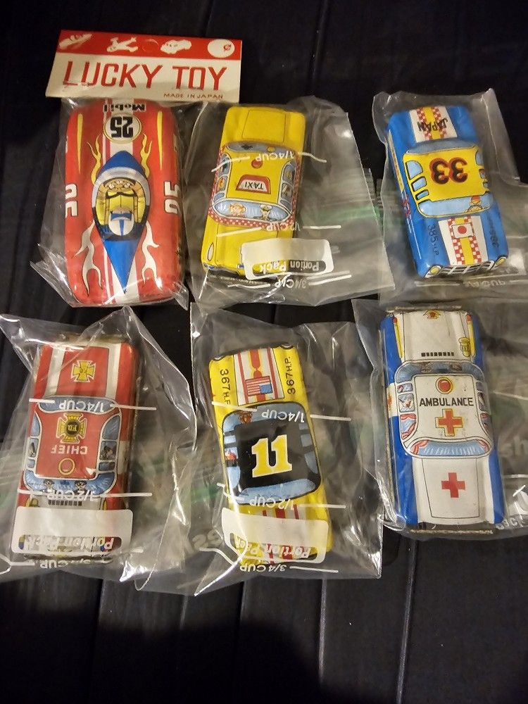 Vintage Friction Tin toy cars set of 6