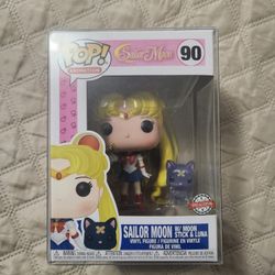 Sailor Moon w/ Moon Stick & Luna Funko