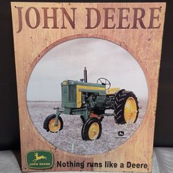 16" Nothing Runs Like a John Deere Tractor Farm Home Decor USA Steel Metal Sign