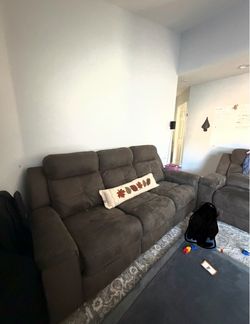 Gray Fabric Reclining Sectional Sofa