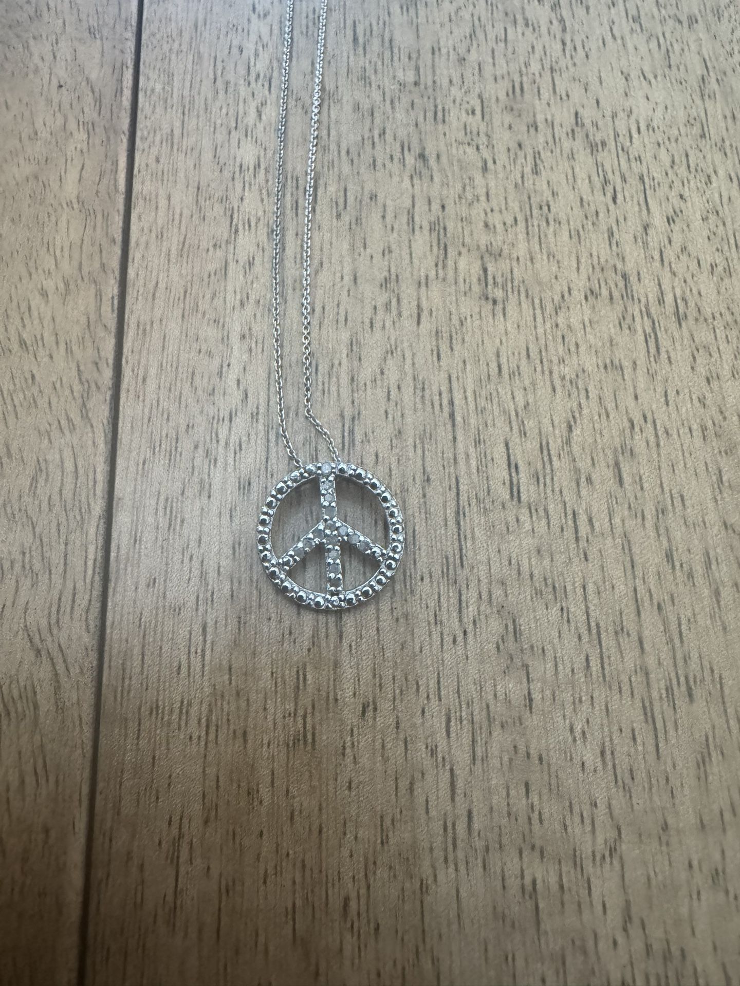 Peace Sign Sterling Silver Pendant Necklace