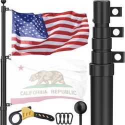 Flag Pole for Outside In Ground, 20 FT Heavy Duty Telescopic Flagpole Kit for Yard, Extra Thick Outdoor Telescoping Flag Poles with 3x5 American Flag 