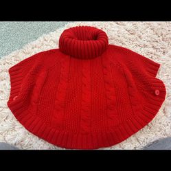 Adorable Carter's Red Toddler knitted poncho size 2t