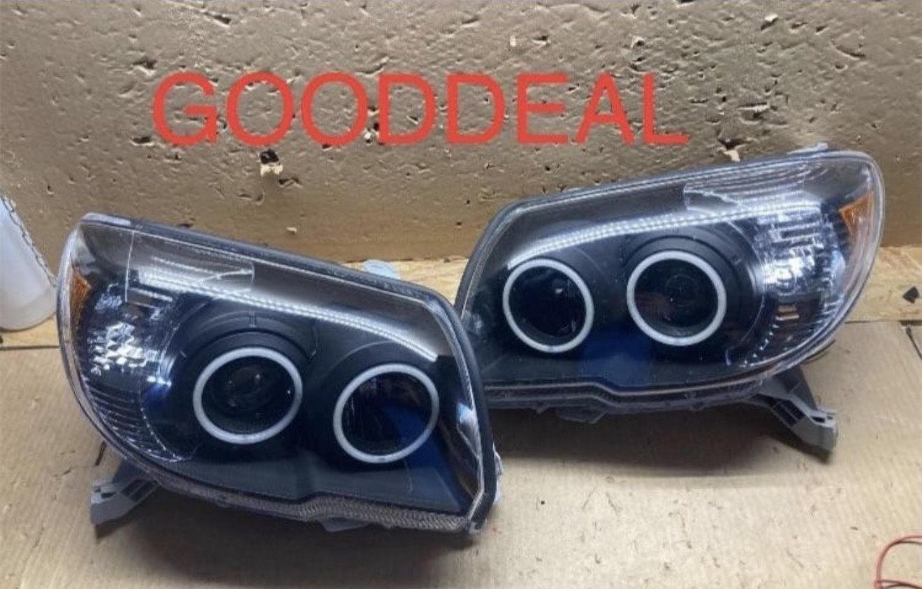 *WATERMARK + DAMAGED TAB* #OH74 FIT 2006-2009 Toyota 4Runner Black LED DRL Halogen Headlight Head Light Pair Set