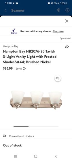 Hampton Bay Hb2076 35 Travsh 3 Light Vanity Light Whit Frosted 