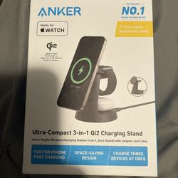 Anker MagSafe Charger Compatible, MagGo 3-in-1 Charging Station, Qi2 Certified 15W Magnetic Wireless Charger Dock Stand, For iPhone16/15/14/13/12 Seri